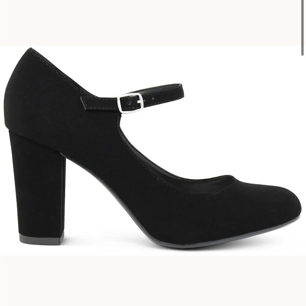 NEW Marco Women's Black Buckle Strap Mary Jane Mid-rise Chunky Heel Size 9 - Picture 2 of 6